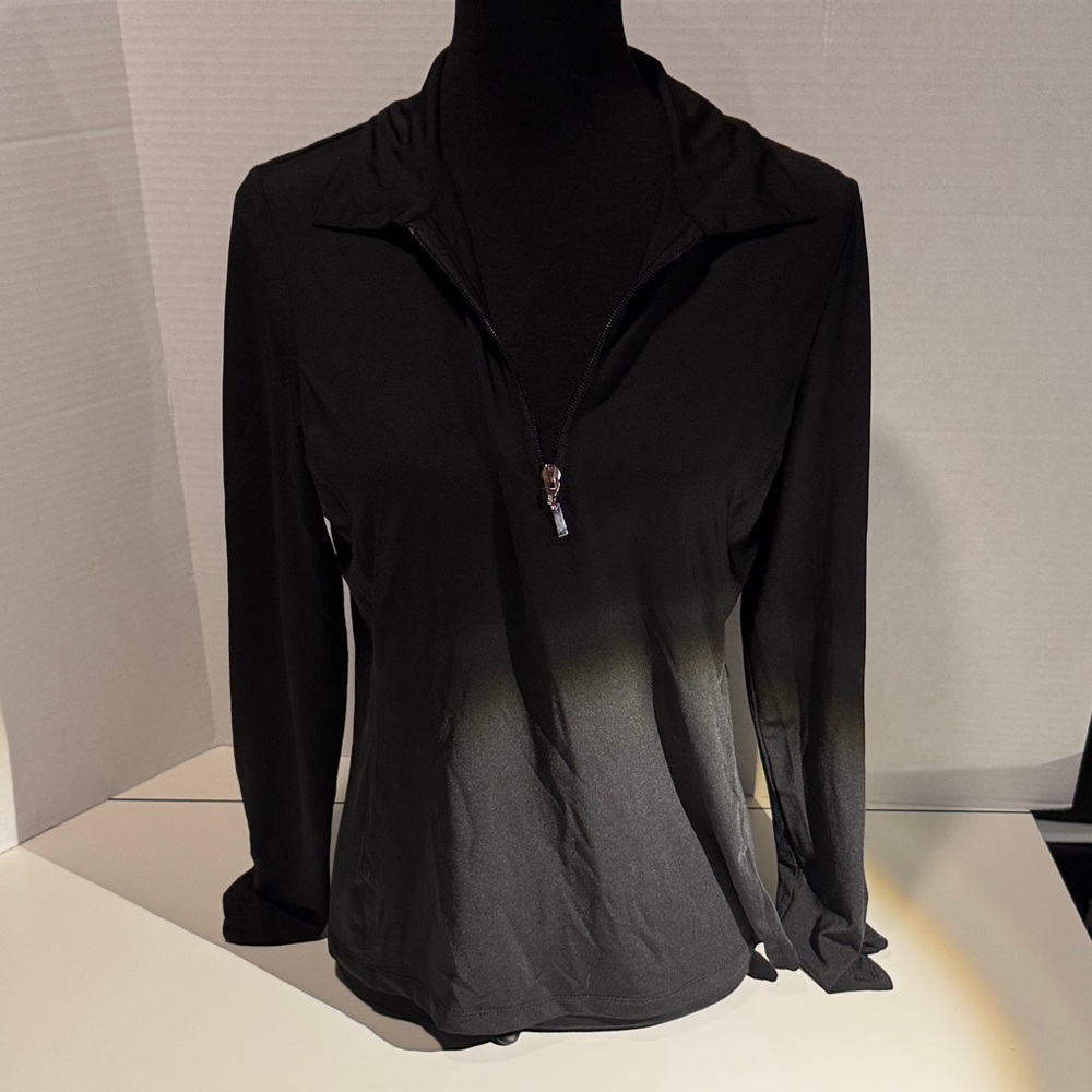 Golftini ⛳️ Black Women's Long-Sleeve Zip Collar Top
